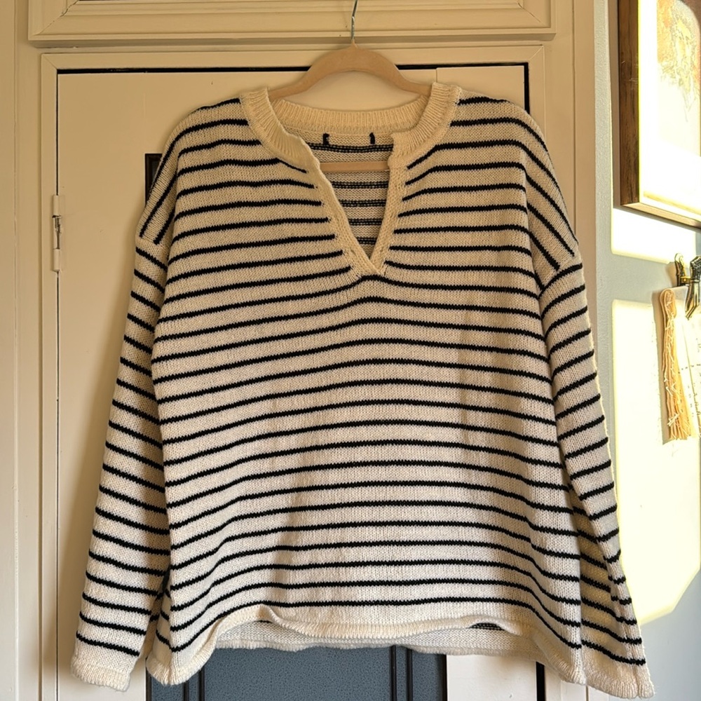 White & Black Striped Parisian Style Sweater
